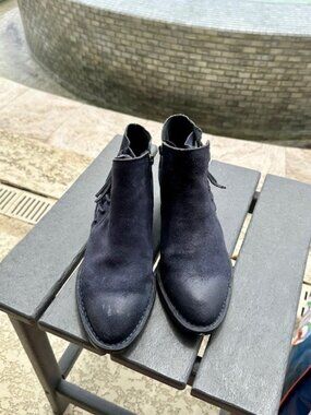 Born Blue Suede Ankle Booties | Size 7.5 | Distressed Finish | Leather